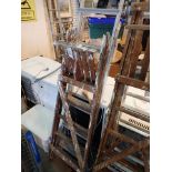 Pair of aluminium step ladders six step and four step wooden ladders