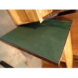 Green baize topped card table with fold away legs