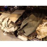 Two boxed military camouflage uniform shirts etc