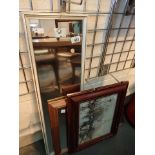 Two mirrors and two framed prints