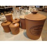 Collection of earthen ware kitchen storage jars