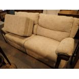 Three seater reclining settee with matching upholstered storage box stool