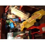 Box of mixed model vehicles including Matchbox Corgi etc mostly playworn