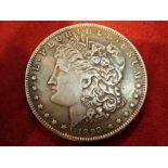 Believed reproduction American morgan dollar 1893 metal and silver content unknown