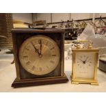 Two brass quartz movement carriage clocks