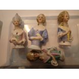 Box of ceramic lady torso dolls