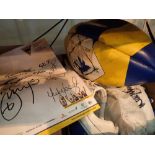 Warrington Rugby League related items including ball and signed boots