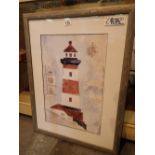 Framed and glazed picture of a lighthouse