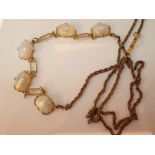 Rolled gold vintage style necklace with cabochon set faux opals