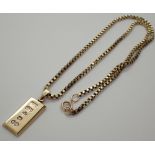 Yellow gold 1/4 oz ingot pendant and chain 23.