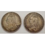 Queen Victoria 1889 and 1891 jubilee head crowns