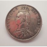 Queen Victoria silver 1887 half crown brooch