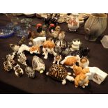 Collection of Babbacombe pottery cats dogs and other animals