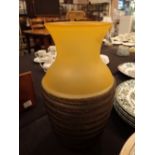 Large amber glass beehive design handmade vase H: 35 cm