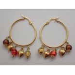 9ct gold fancy hoop earrings
