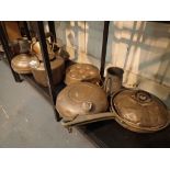 Large collection of copperware including footwarmers measures etc