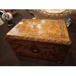 Ladies inlaid walnut sewing box L: 28 cm