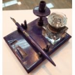 Unusual purple bakelite vintage pen set