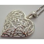Silver Celtic heart pendant on silver necklace