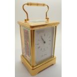 Heavy brass 11 jewel carriage clock dial marked John Marley with key H: 12 cm