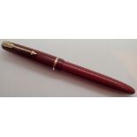 Red Parker 14ct gold nib fountain pen