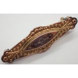 9ct gold ruby and diamond set bar brooch