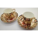 Two Royal Crown Derby Imari cups and saucers