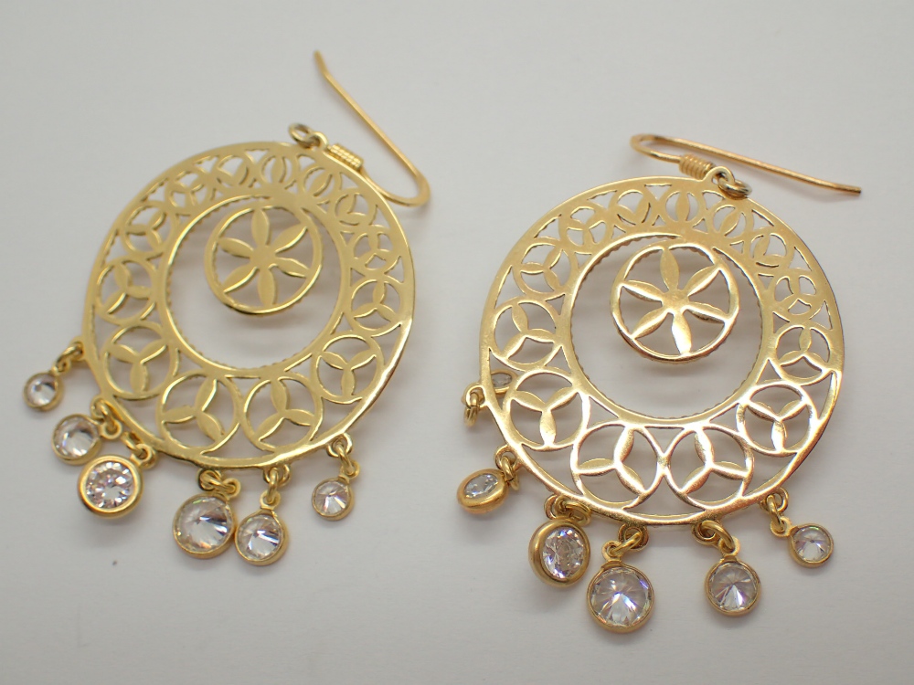 Silver gold plated stone set circular earrings RRP £80.