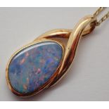 9ct gold vintage boulder opal pendant on 9ct gold curb neckalce 3.