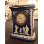 Wedgwood Royal Blue jasperware mantel clock