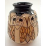 Moorcroft squat vase in the Owls pattern