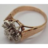 9ct gold and diamond flower head ring size O
