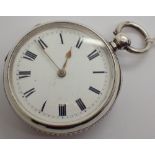 Hallmarked silver open face key wind pocket watch movement marked H Samuel