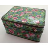 Oriental cloisonne lidded box 10 x 6 x 3 cm