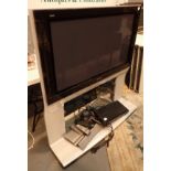 42" flat screen Panasonic TV with stand DVD player and remotes model TH-42PE30