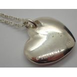Genuine Tiffany and Co sterling silver heart pendant necklace with pouch