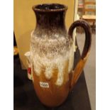 Large drip glaze West German single handle jug H: 60 cm