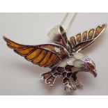 Boxed 925 silver and amber eagle pendant on 925 silver chain