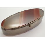 Scottish translucent agate white metal snuff box