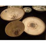 Three Studio Pottery bowls