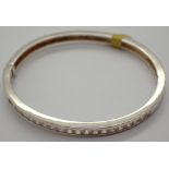 Sterling silver stone set hinged bangle fully hallmarked
