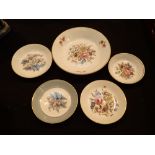 Royal Worcester set of five floral pin dishes