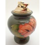 Moorcroft table lighter in the Hibiscus pattern