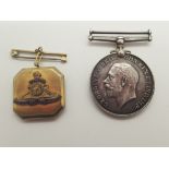WWI British War Medal and Royal Artillery locket with photograph to 64852 GNR F E Brereton RA