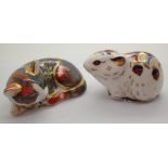 Royal Crown Derby Bank Vole and Catnip Kitten both with gold stopper