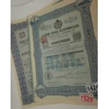 Scripophily Russian bearer bonds for 187.