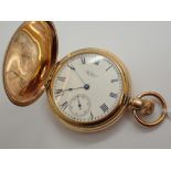 Waltham USA full hunter gold plated crown wind pocket watch with inscription CONDITION
