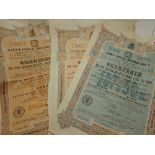 Scripophily three Russian Moscow bearer bonds 189 roubles 1908 and 1909