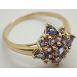 9ct yellow gold tanzanite set ring size N 2.