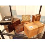 Collection of vintage wooden boxes including first aid box etc